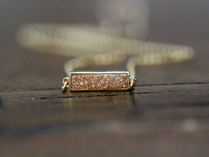 Druzy Baby Bar Necklace - Clementine