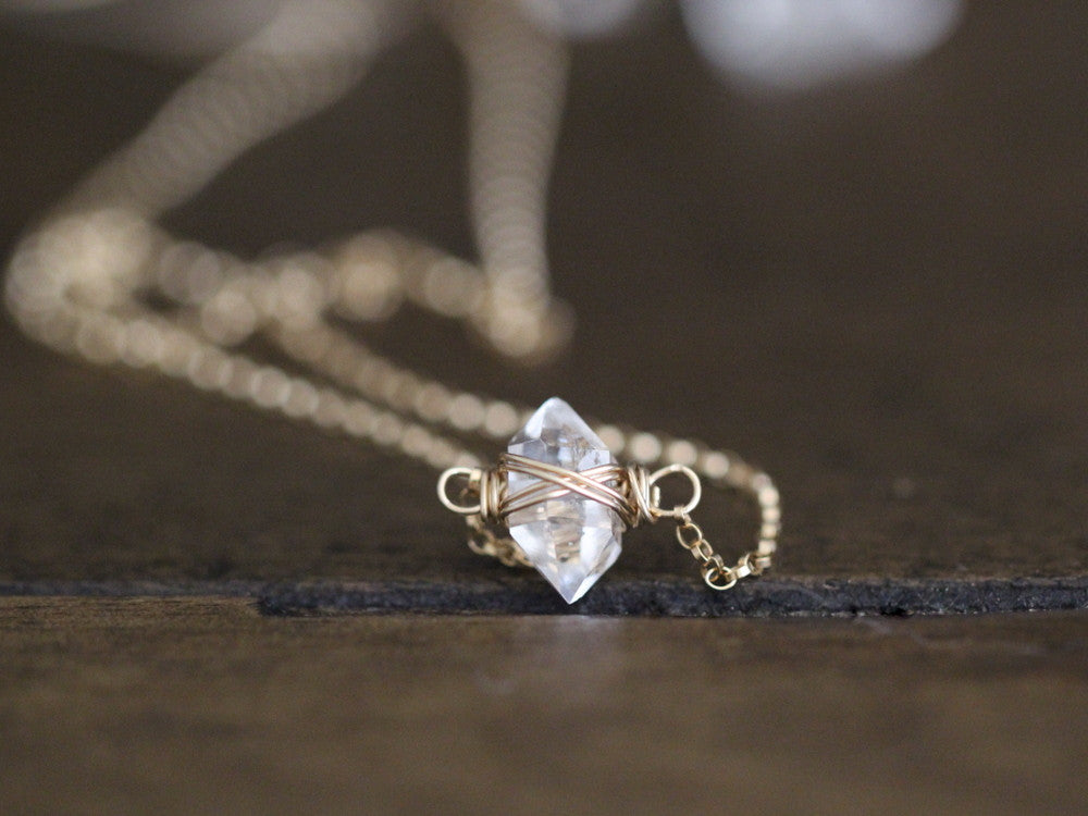 Herkimer Diamond Caged Necklace