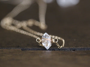 Herkimer Diamond Caged Necklace - As Seen On Law & Order SVU