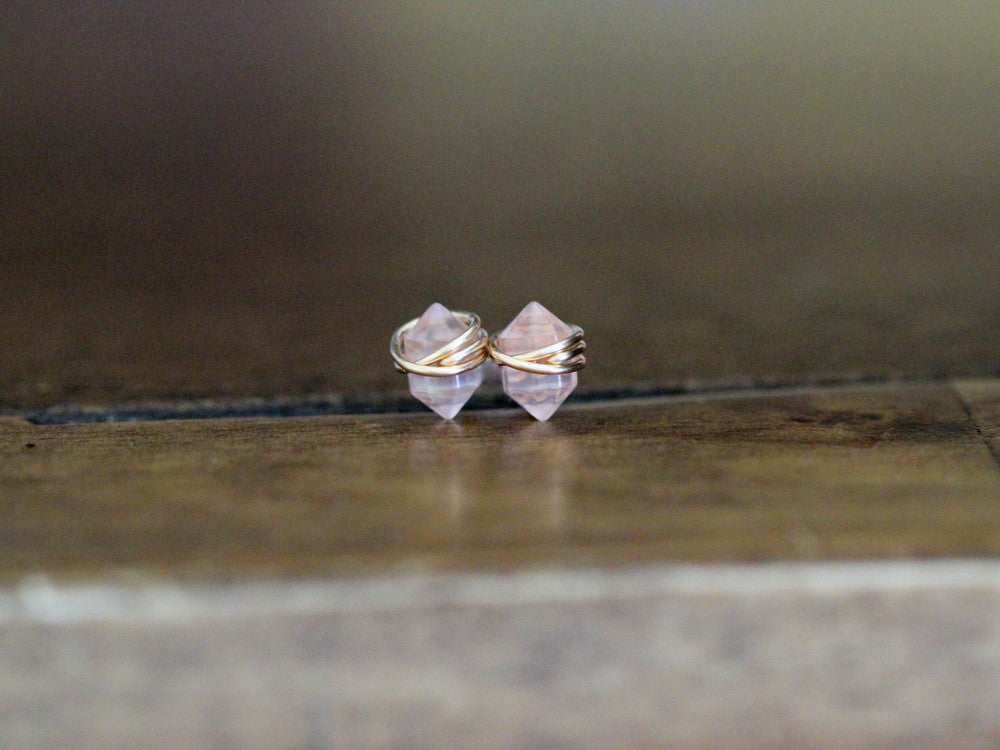 Pike Studs - Rose Quartz