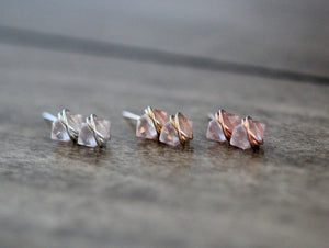 Pike Studs - Rose Quartz