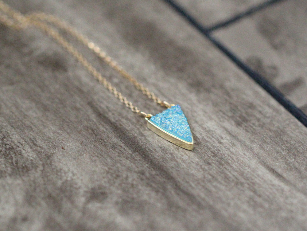 Druzy Finn Necklace - Aqua