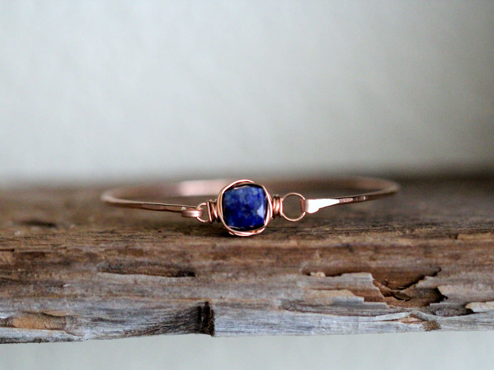 Lapis Lazuli Bezel Wrapped Bangle