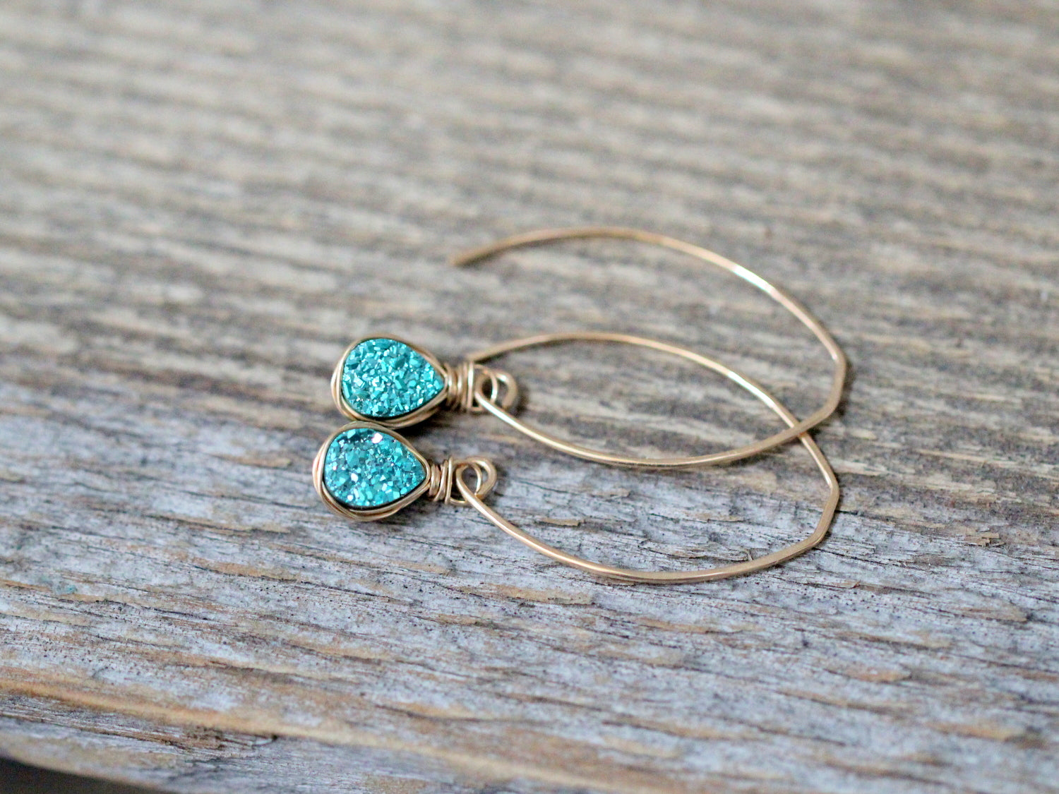 Linear Druzy Drops - Teal