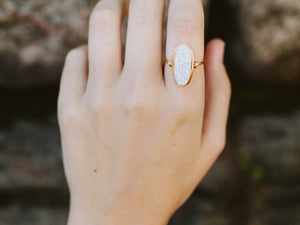 Long Oval Druzy Ring - Eclipse