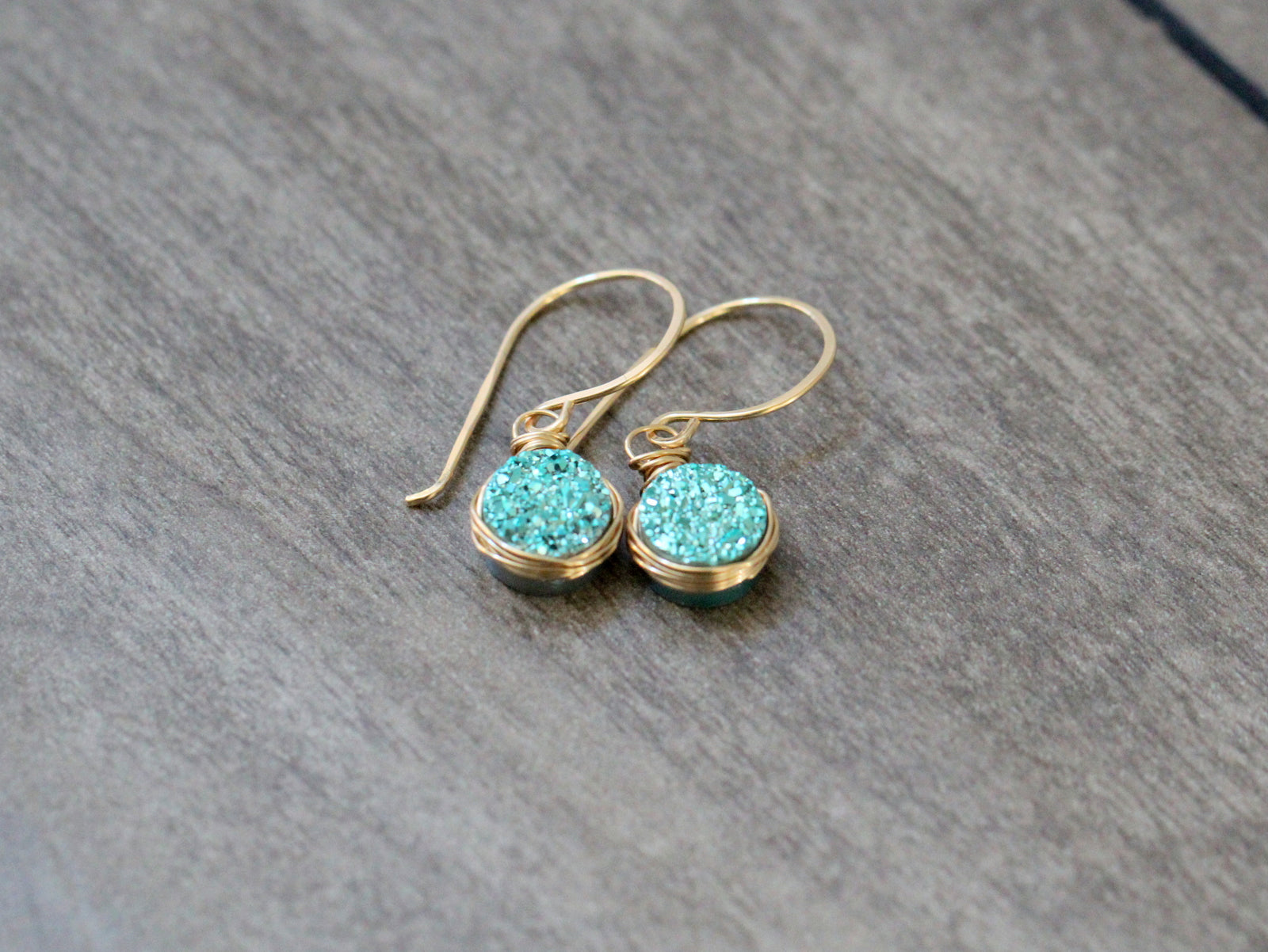 Petite Druzy Drops - Teal