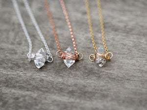 Herkimer Diamond Caged Necklace - As Seen On Law & Order SVU