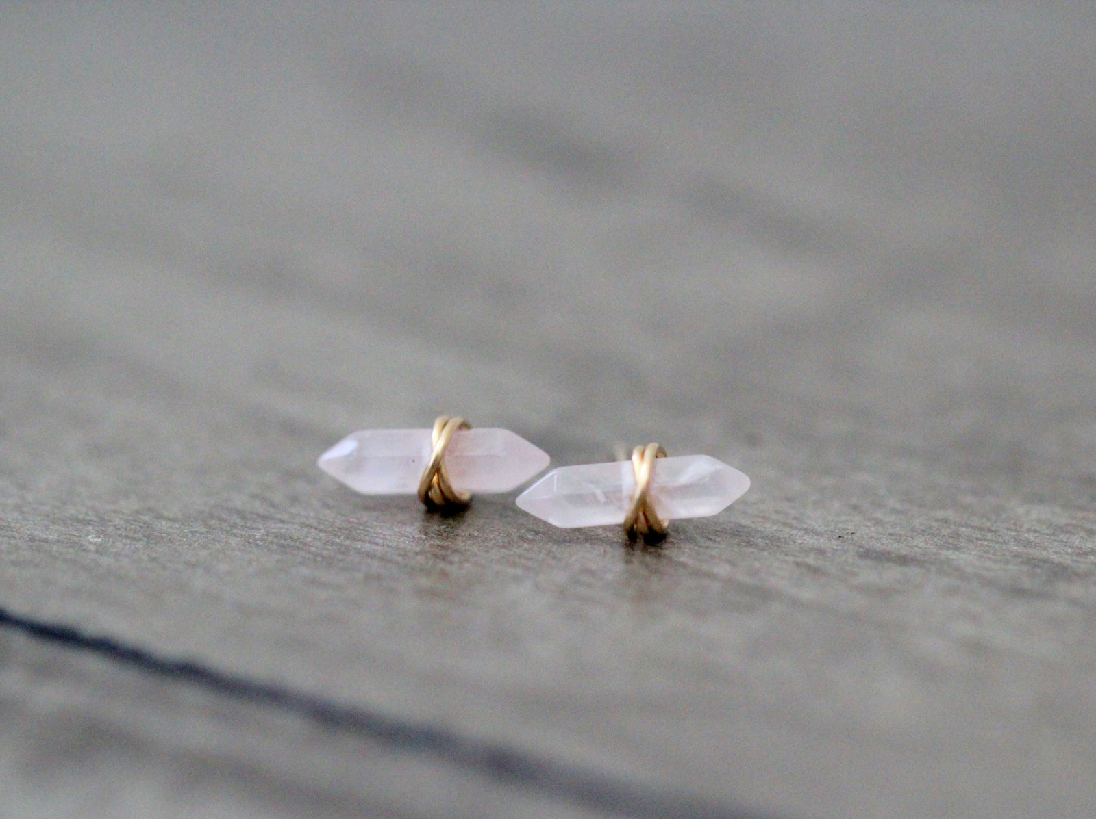 Crest Studs - Rose Quartz