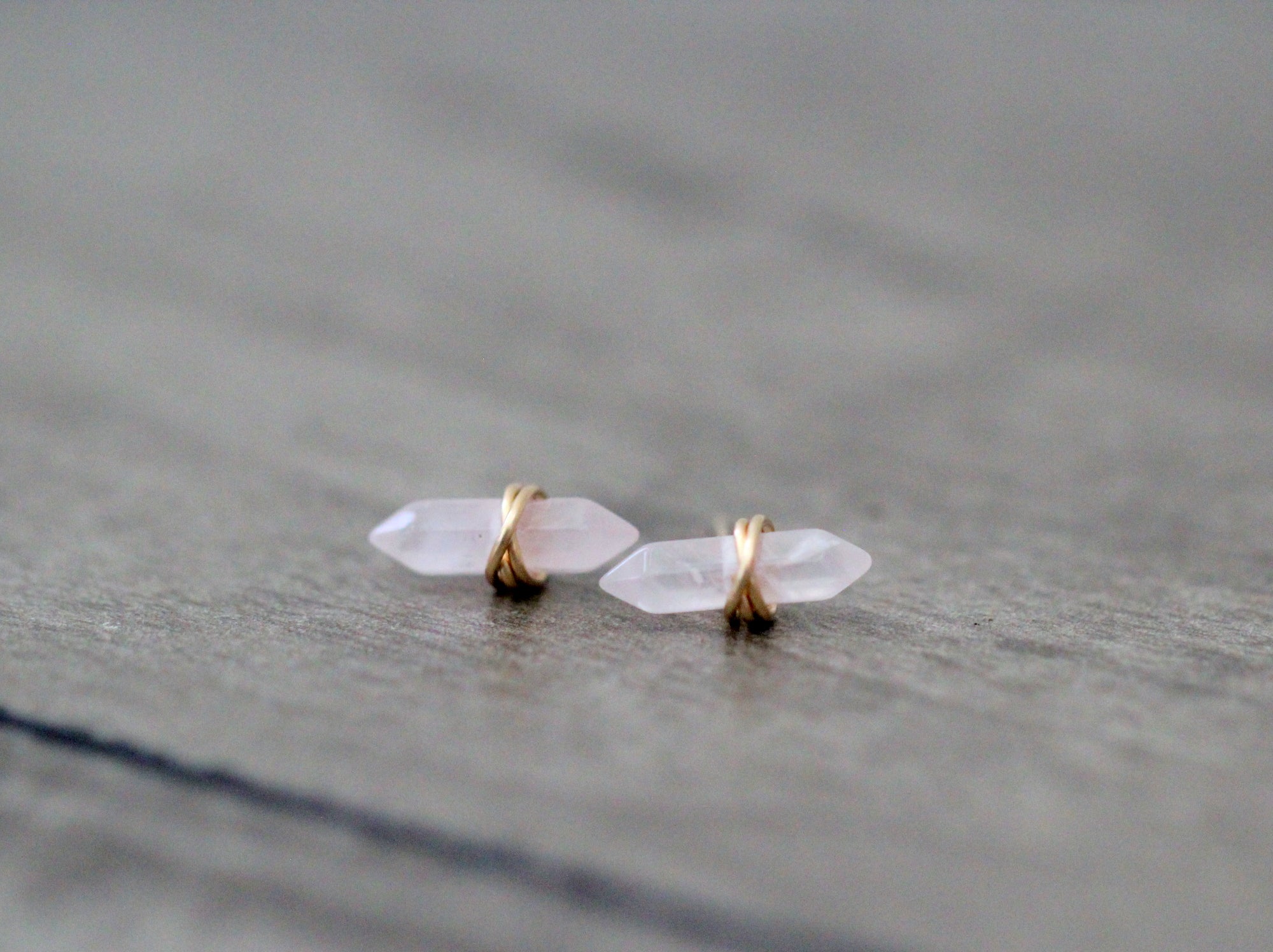 Crest Studs - Rose Quartz