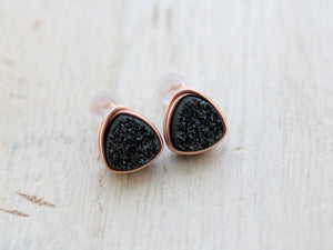 Petite Triangle Druzy Studs - Eclipse