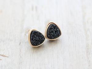 Petite Triangle Druzy Studs - Eclipse