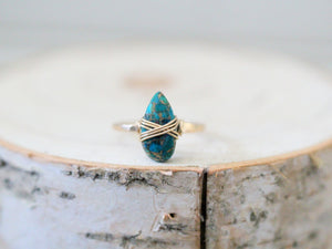 Copper Turquoise Teardrop Ring