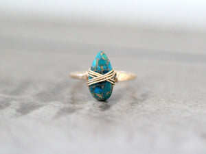 Copper Turquoise Teardrop Ring