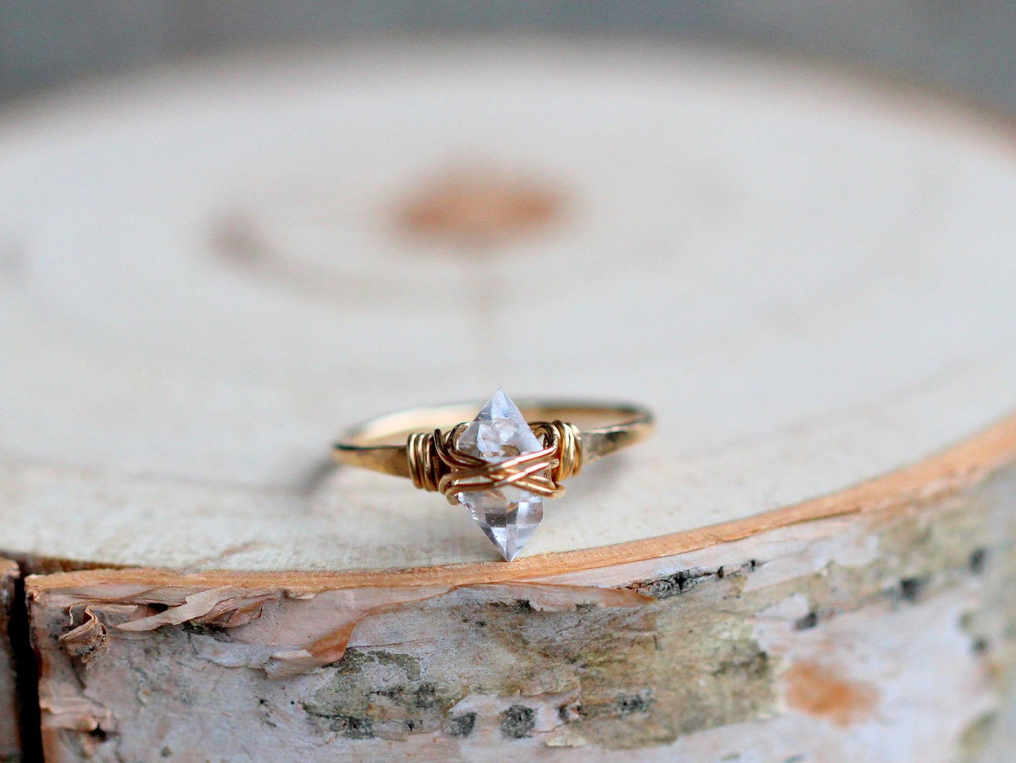 Herkimer Diamond Caged Ring