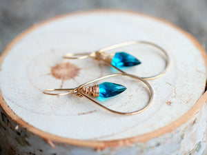 Arrow Hoop Earrings - Teal Quartz