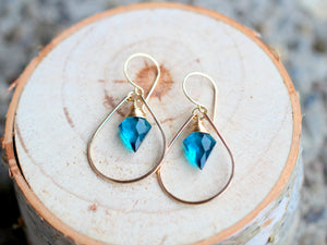 Arrow Hoop Earrings - Teal Quartz