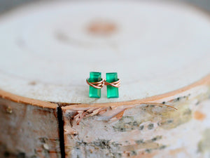 Baguette Studs - Green Onyx