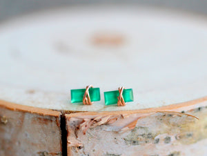 Baguette Studs - Green Onyx