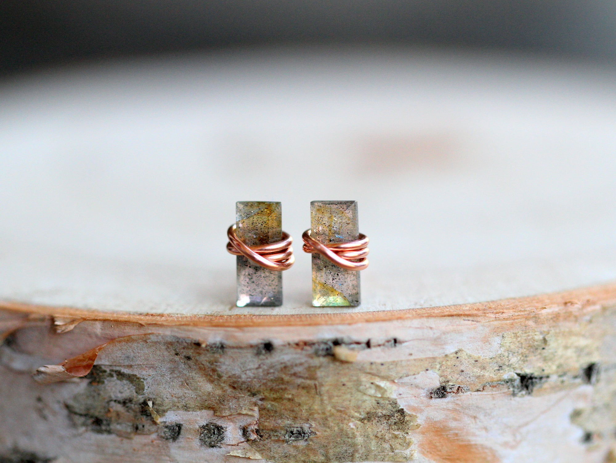 Baguette Studs - Labradorite