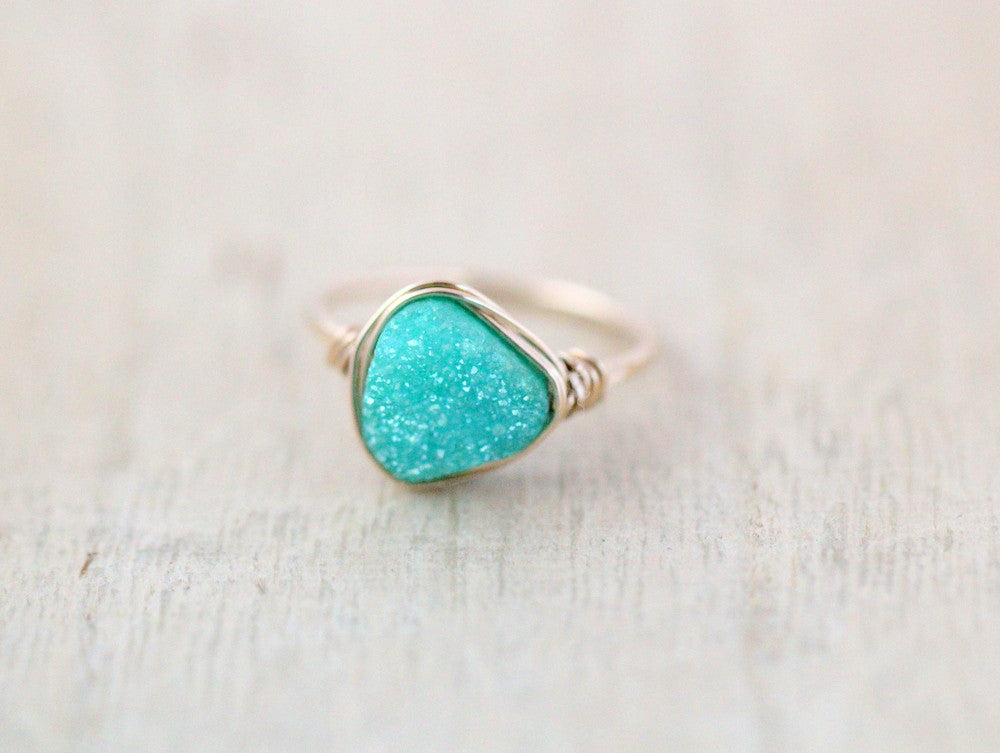 Druzy Triangle Ring - Buttermint