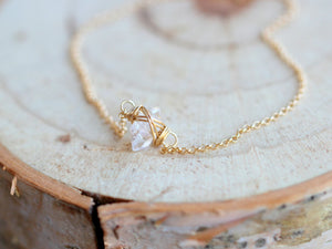 Herkimer Diamond Caged Bracelet - Chain