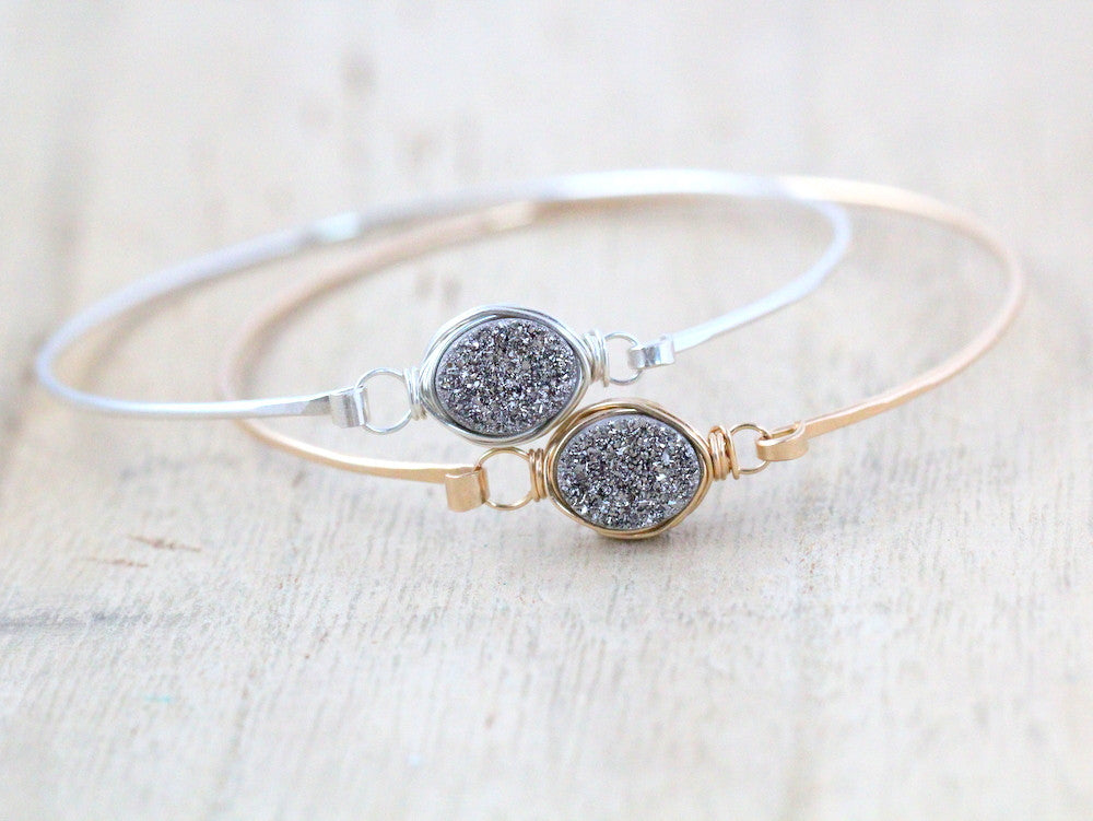 Druzy Oval Bracelet - Platinum