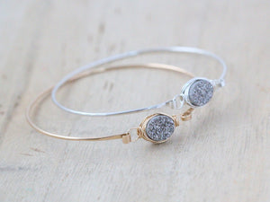 Druzy Oval Bracelet - Platinum