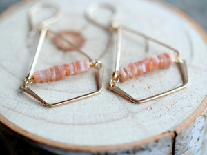 Swing Earrings - Peach Moonstone