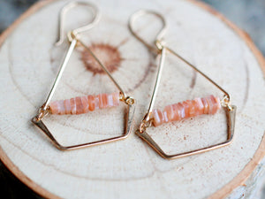 Swing Earrings - Peach Moonstone