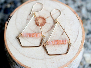 Swing Earrings - Peach Moonstone