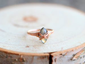 Labradorite Marquis Caged Ring