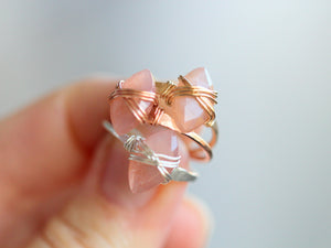 Marquis Caged Ring - Peach Moonstone