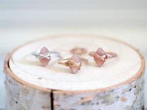 Marquis Caged Ring - Peach Moonstone