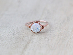 Confetti Cream Round Druzy Ring - 8mm