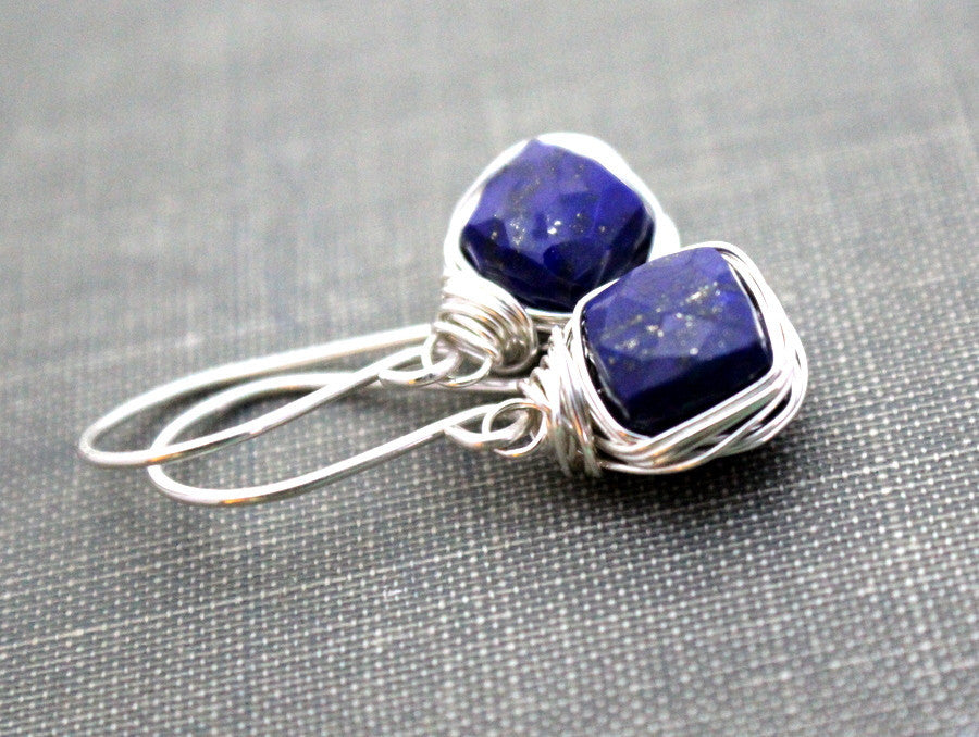 Lapis Lazuli Bezel-Style Earrings