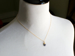 Lapis Lazuli Solitaire Necklace - Gold