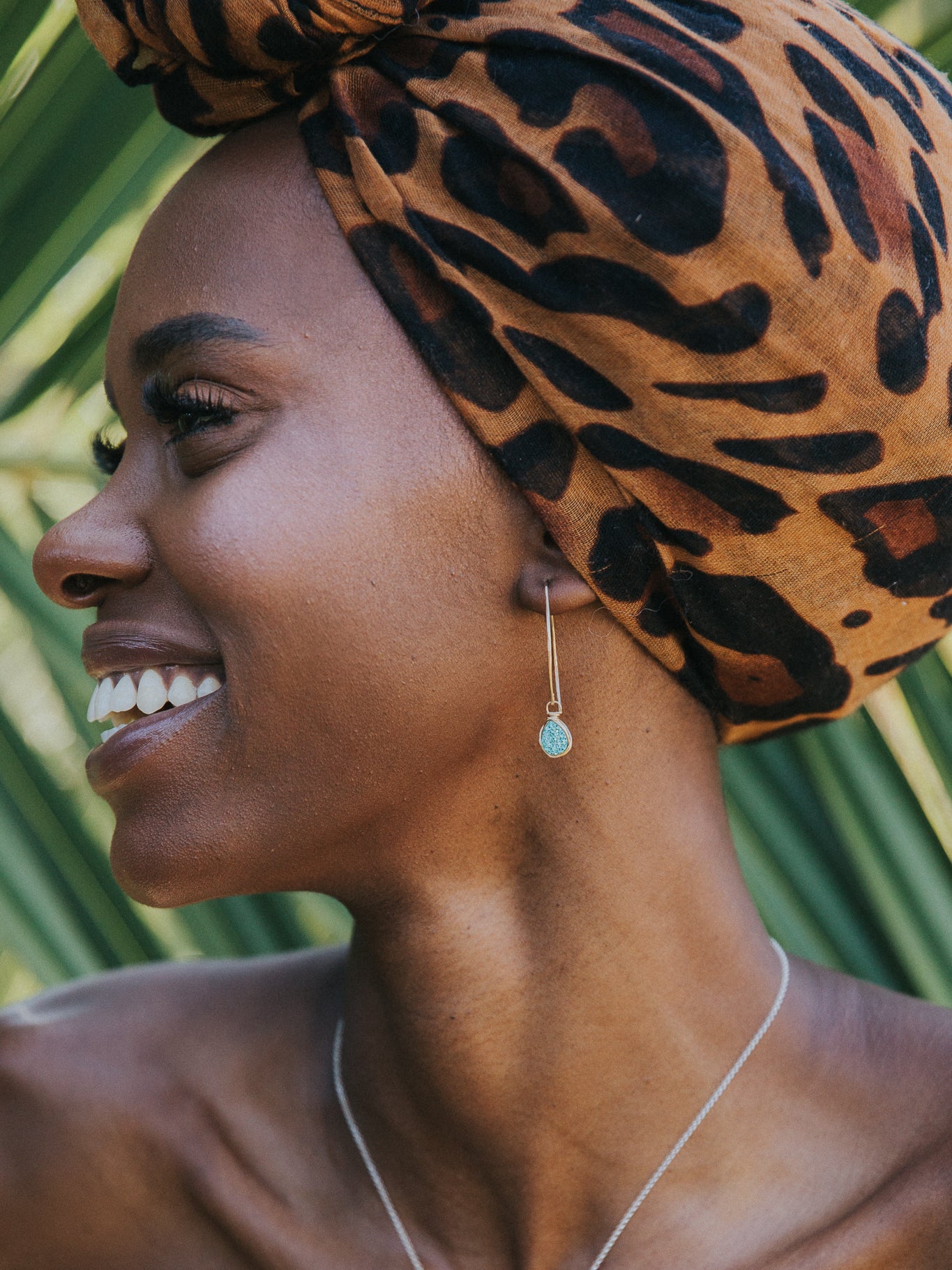 Linear Druzy Drops - Teal