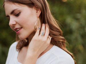 Long Oval Druzy Ring - Teal