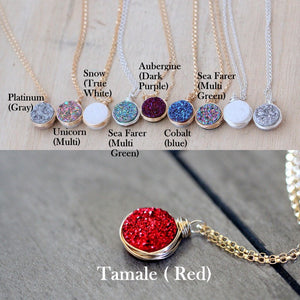 Druzy Bezel Pendant Necklaces ( NEW COLORS )