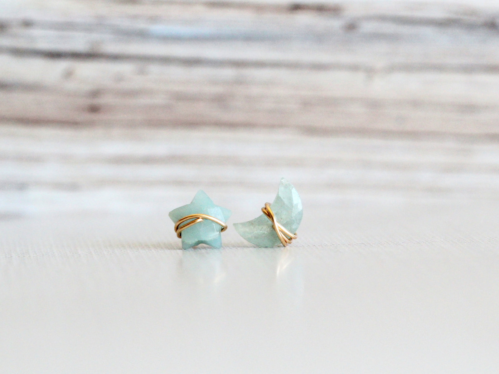 Moonbeam & Stardust Studs - Aquamarine