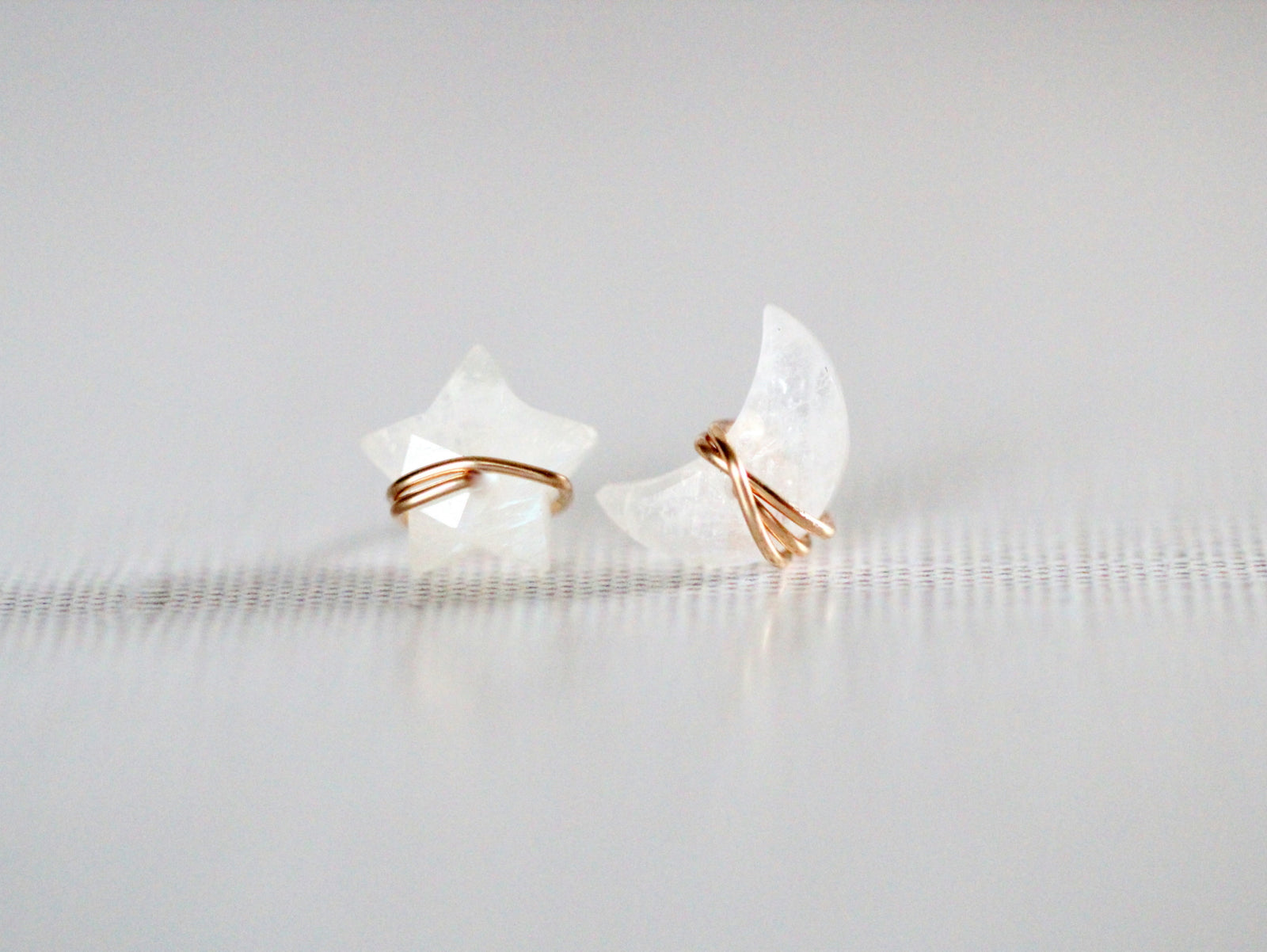 Moonbeam & Stardust Studs - Moonstone