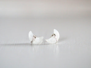 Moonbeam & Stardust Studs - Moonstone