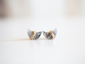 Moonbeam & Stardust Studs - Rutilated Quartz