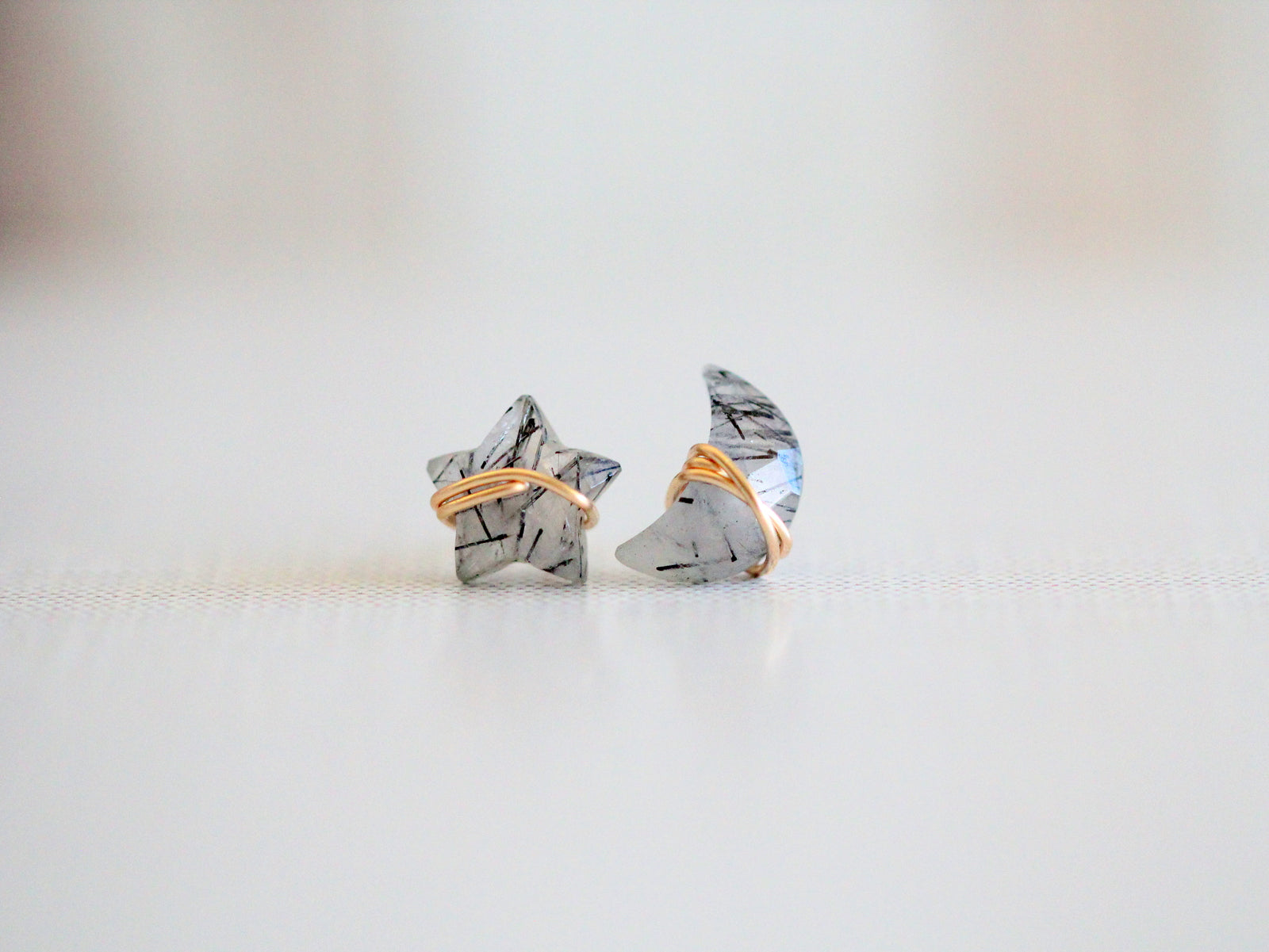 Moonbeam & Stardust Studs - Rutilated Quartz
