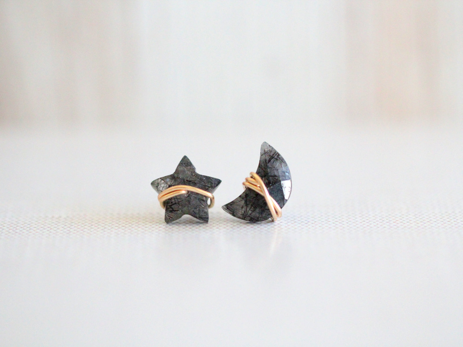 Moonbeam & Stardust Studs - Rutilated Quartz