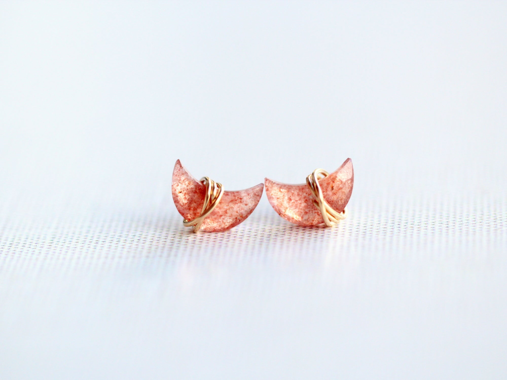 Moonbeam & Stardust Studs - Strawberry Quartz