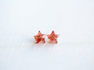 Moonbeam & Stardust Studs - Strawberry Quartz