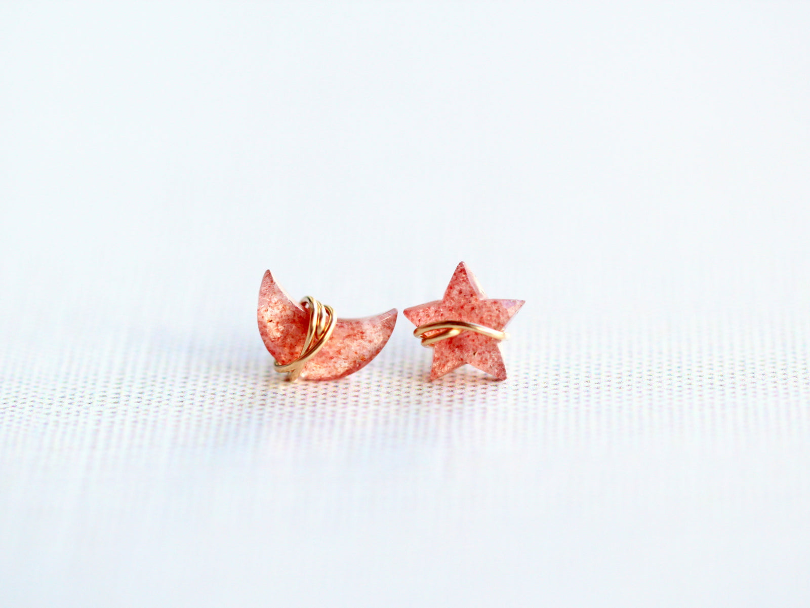 Moonbeam & Stardust Studs - Strawberry Quartz