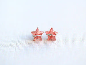Moonbeam & Stardust Studs - Strawberry Quartz