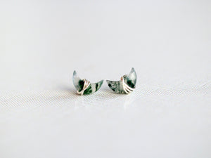 Moonbeam Studs - Moss Agate
